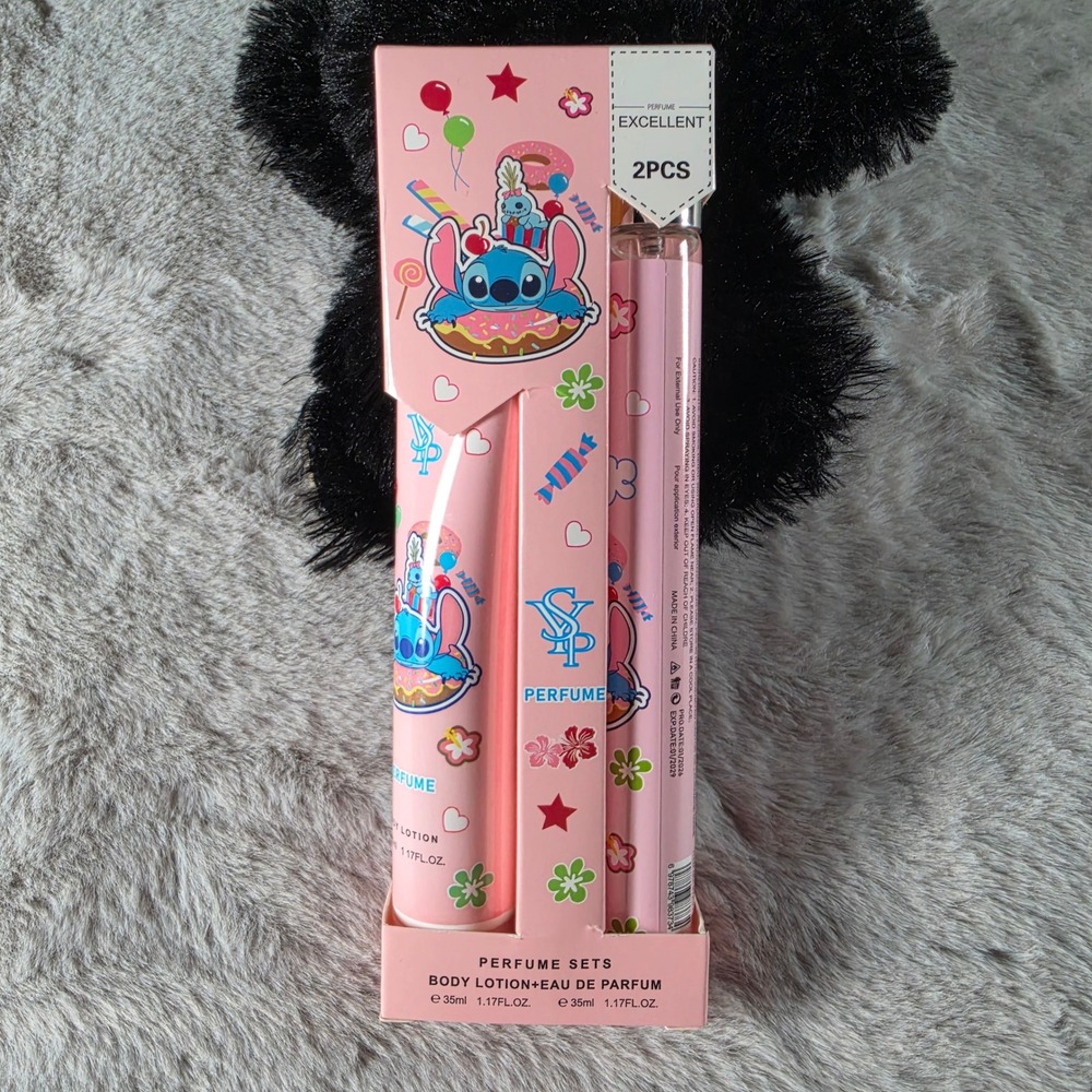 SYP Disney Stitch Perfume Set Women 2pc Pink Body Lotion Eau De Parfum Kawaii